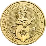 The Royal Mint 1 oz Queen's Beasts White Lion Gold Coin 2020